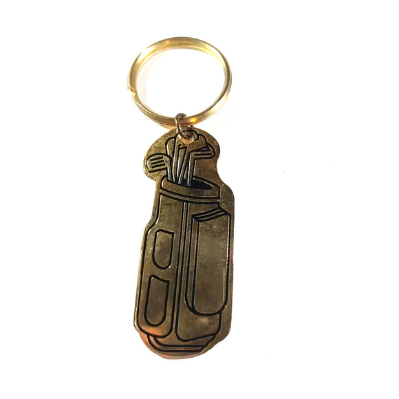 Brass Golf Bag Keychain Golf Cart - Picture 2 of 4